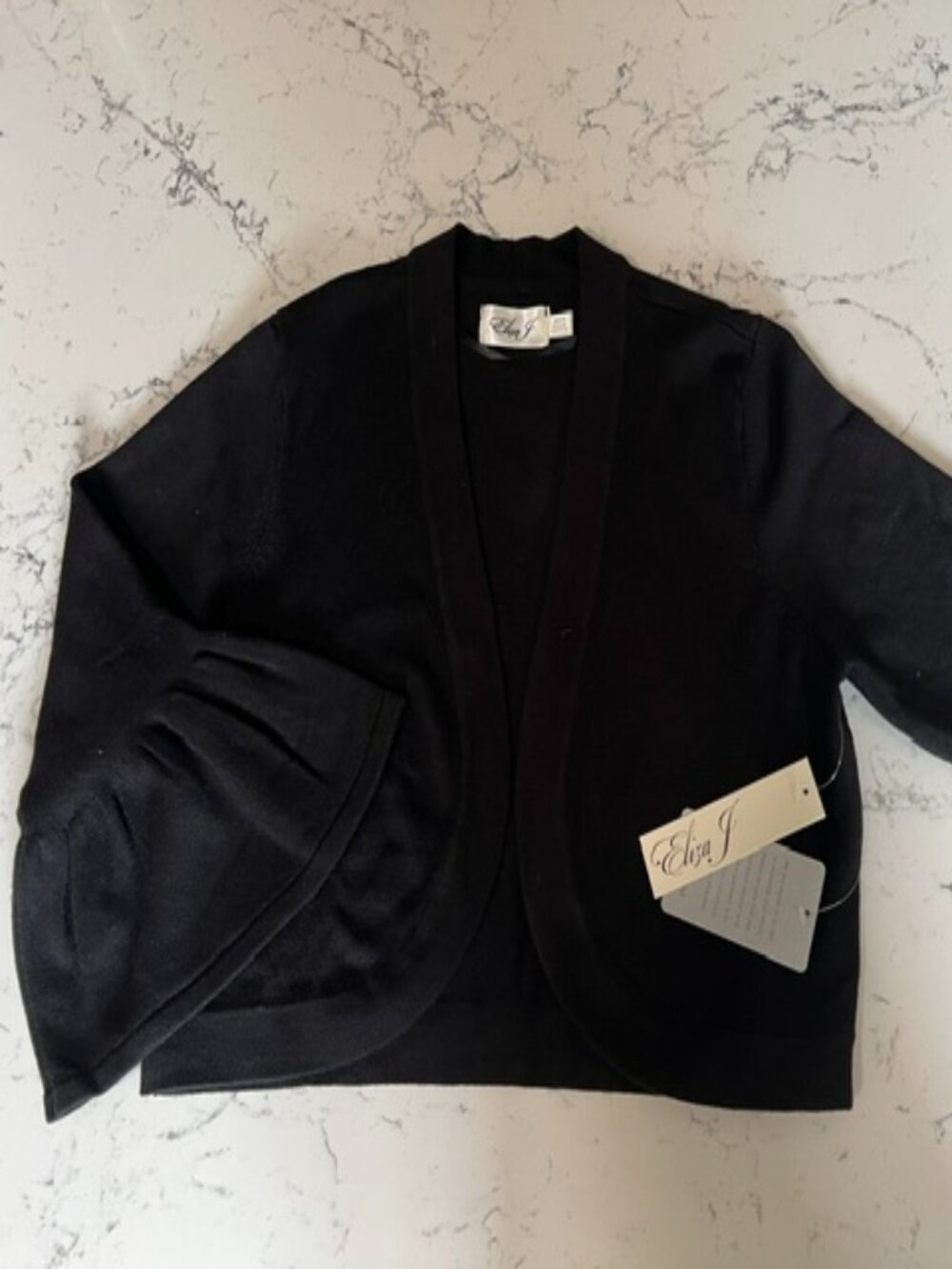 Eliza J Bolero Sweater with Ruffled Sleeve in Black in size Medium